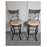 (2) Swivel Bar Stools w/ Stone Inlay