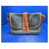 (1) Green and Brown Leather Crossbody Bag