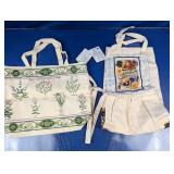 (2) Floral Canvas Bags with Apron