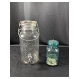 (2) Beverage Dispenser and Bicentennial Mason Jar