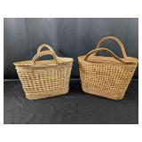(2) Woven Straw Hand Baskets