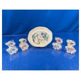 (9) Russ Berrie Plate & Bunny Napkin Rings Set