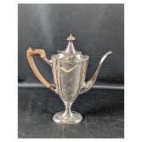 (1) Vintage Silver Plated Coffee Pot with Wooden