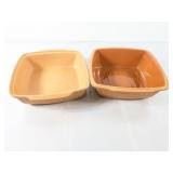 (2) Vintage Oven Brique Clay Bakers