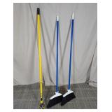 (3) Assorted Brooms and Claw-Grabber Tool