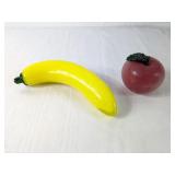 (2) Handblown Glass Banana and Apple