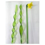 (3) Handblown Glass Stems and Flower