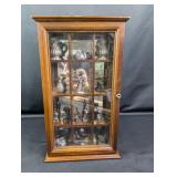 (1) Wooden Display Case with Pewter Miniatures