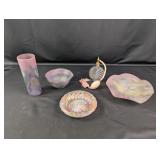 (5) Vintage Frosted Glass Vanity Set