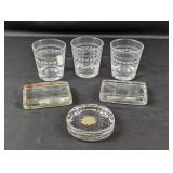 (6) Vintage Glassware Set Etched Glasses &