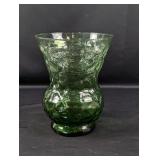 (1) Vintage Green Textured Glass Vase
