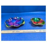 (2) Vintage Mexican Enamel Trinket Dishes ï¿½
