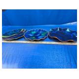 (3) Vintage Mexican Enamel Dishes ï¿½ Blue &