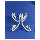 (1) White Metal Candle Holder
