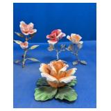 (4) Vintage Porcelain Rose Stems