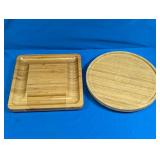 (2) Bamboo Serving Boards ï¿½ Cheese & Lazy Susan