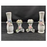 (4) Vintage Porcelain Floral Bud Vases