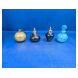 (4) Vintage Art Glass Perfume Bottles