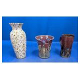 (3) Hand-Thrown Art Pottery Vases