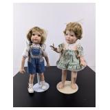 (2) Vintage Porcelain Dolls with Stands