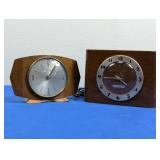 (2)Mid-Century Modern Wood Clocks Duo