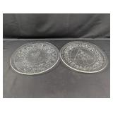 (2) Neiman Marcus Holiday Glass Plates
