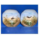 (2) Vintage Hand-Painted Swallow Bird Plates