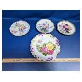 (4) Vintage Hand-Painted Porcelain Wall Plates