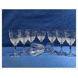 (8) Vintage Etched Glass Wine Goblets