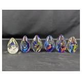(6) Hand-Blown Glass Aquarium Paperweights