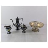 (4) Vintage Silver-Plated Tea & Serving Pieces