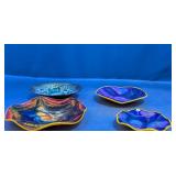 (4) Vintage Mexican Enamel & Glass Trinket Dishes