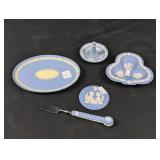 (5) Wedgwood Blue Jasperware Pieces
