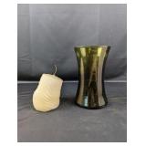 (2) Decorative Glass Vase & Swirl Candle