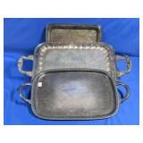 (3)Assorted Vintage Silver-Plated Serving Trays