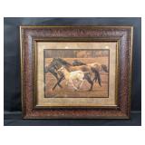 Vintage Horse Print in Ornate Frame
