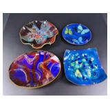 (4) Vintage Mid-Century Enamel Art Dishes