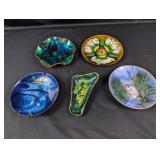 (5) Vintage Mid-Century Enamel Wall Plates