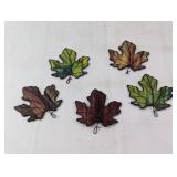 (5) Stained Glass Maple Leaf Ornaments