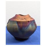(1) Handcrafted Raku Pottery Vase