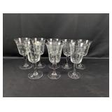 (8) Vintage Etched Glass Wine Goblets