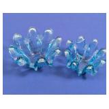 (2)Blue Swung Glass Bowls Set