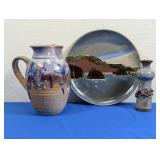 (3)Assorted Ceramic Jug, Plate & Vase Lot