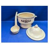 (1) Vintage Ceramic Soup Tureen with Ladle & Lid