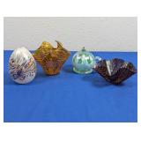 (4)Assorted Art Glass Decorative Pieces Lot