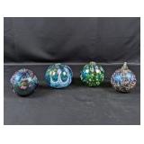 (4) Hand-Blown Glass Oil Lamps