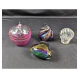 (4) Artisan Glass Decorative Objects