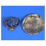 (2) Unique Metal Art Decorative Plate & Stand