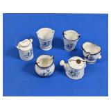 (6)Miniature Blue & White Floral Porcelain Pots