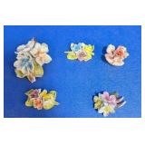 (5) Vintage Capodimonte Floral Ornaments